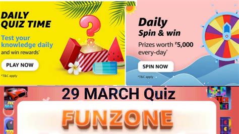 29 March Amazon Quiz Answer And Win Today Daily Spin And Win Quiz