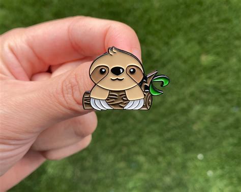 Sloth Enamel Pin With Hand Drawn Jungle Bookmark Line Art Etsy
