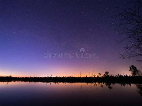 Beautiful Starry Sky With Milky Way Stock Photo Image Of Lake