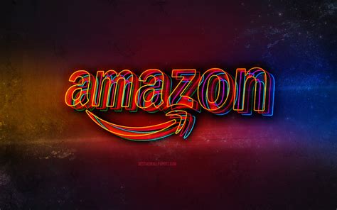 Download Wallpapers Amazon Logo Light Neon Art Amazon Emblem Amazon