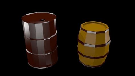 3d Model Low Poly Barrels Vr Ar Low Poly Cgtrader