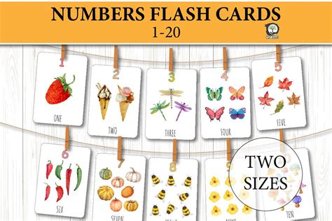 Counting Flashcards Printable No 1 20 Montessori Toddler Etsy