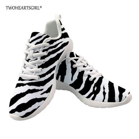 Twoheartsgirl Classic Striped Zebra Pattern Mesh Sneakers For Men