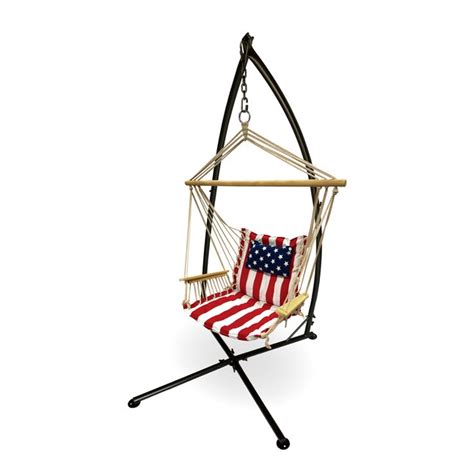 Backyard Expressions American Flag Hanging Chair With Pillow And Arms