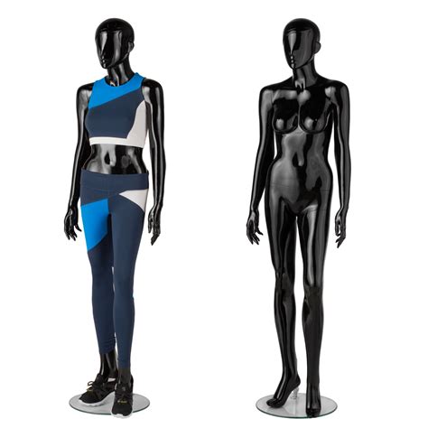 Female Glossy Black Fiberglass Mannequin Specialty Store Services