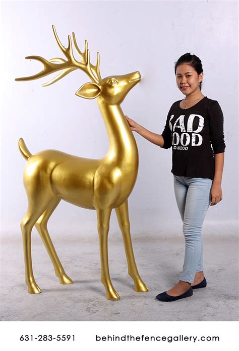 Standing Gold Reindeer Statue Standing Gold Reindeer Life Size Statues Life Size Statues