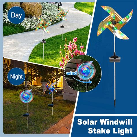 Solar Wind Spinner Garden Stake Pinwheels Wind Spinners With 8