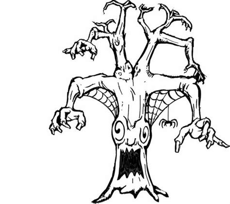 Scary Tree Monster Coloring Page Coloring Sky