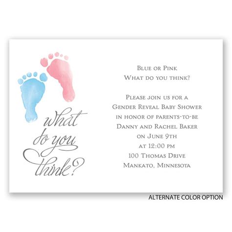 baby feet mini gender reveal invitation invitations  dawn