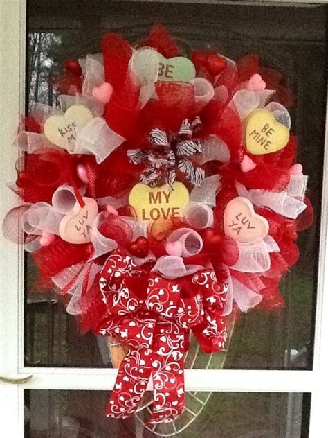 Deco Mesh Valentines Day Wreath By Wreathsetc On Etsy