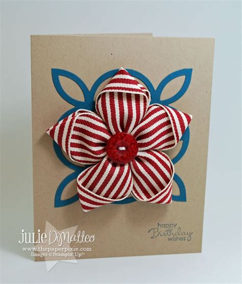 Ribbon Flower Pin Card The Paper Pixie