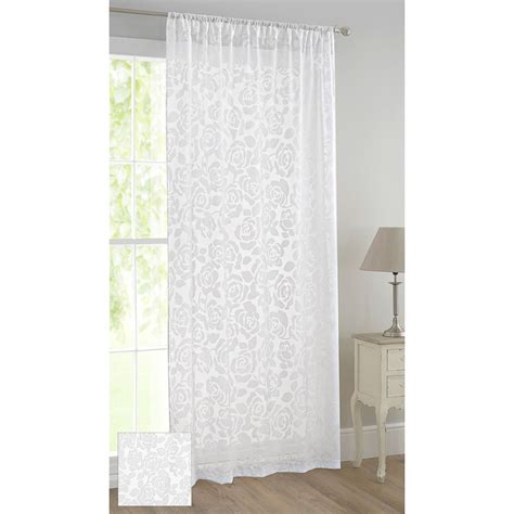 Floral Flock Voile Curtain Rose Curtains Home