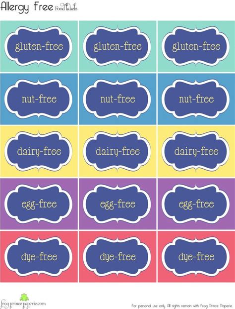 Free Printable Food Allergy Labels Printable Word Searches