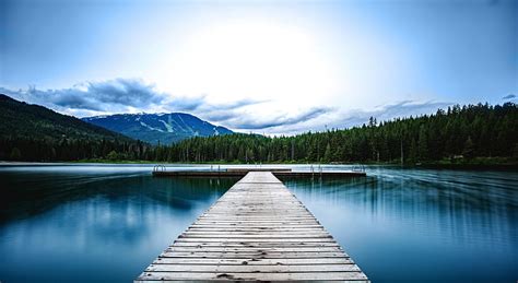 Whistler Coast Mountains Dock Brown Wooden Dock Nature Lakes