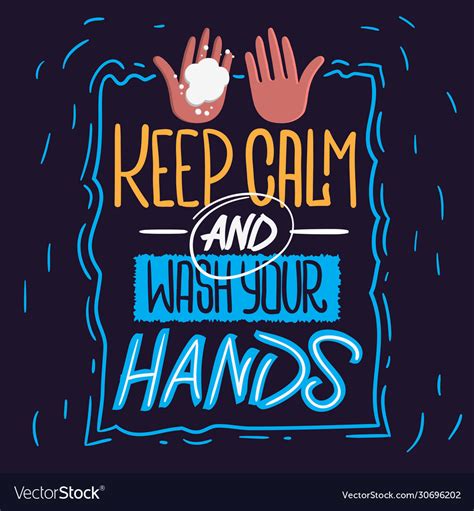 Keep Calm And Wash Your Hands Motivational Slogan Vector Image