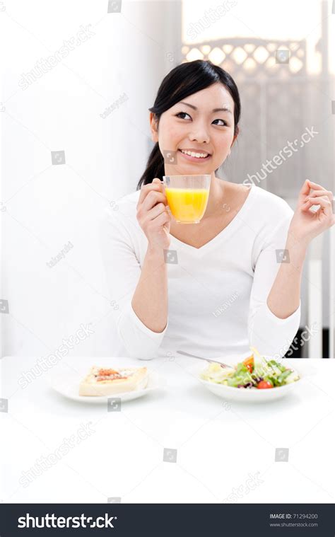 Beautiful Asian Woman Eating Breakfast Stock Photo 71294200 Shutterstock