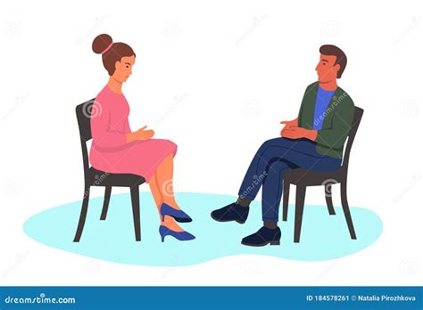 Man And Woman Sit In Chairs Opposite Each Other Stock Vector