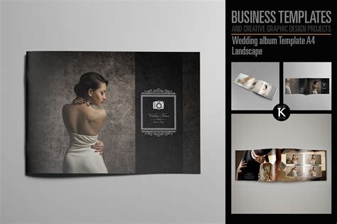 Wedding photo album design template. Wedding album Template A4 ~ Templates ~ Creative Market