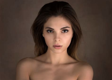 Simple Background Face Women Portrait Bare Shoulders