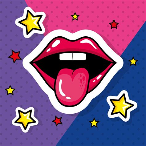 Lips With Tongue Outdoor Pop Art Style Icon 2613314 Vector Art At Vecteezy