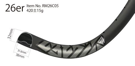 Enduro Downhill Mtb 26er Carbon Rims 38mm Wide Hookless Tubeless