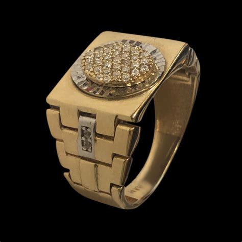 14k Gold Mens Ring With Cubic Zirconia