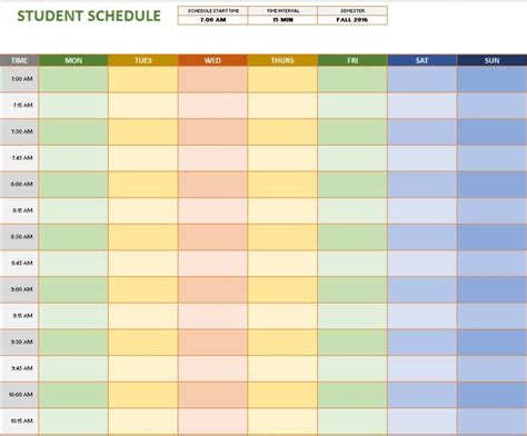 Free Sample Class Schedule Templates Printable Samples