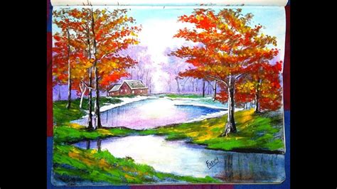 Landscape Scenery With Oil Pastel Landscape Realistic