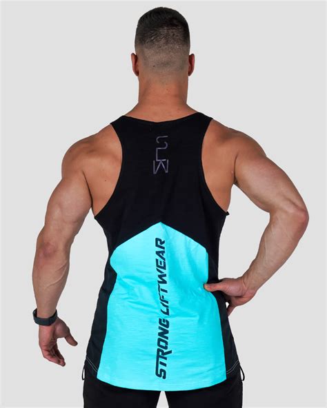 Harlequin Taperback Gym Singlet Blue Strong Liftwear Australia