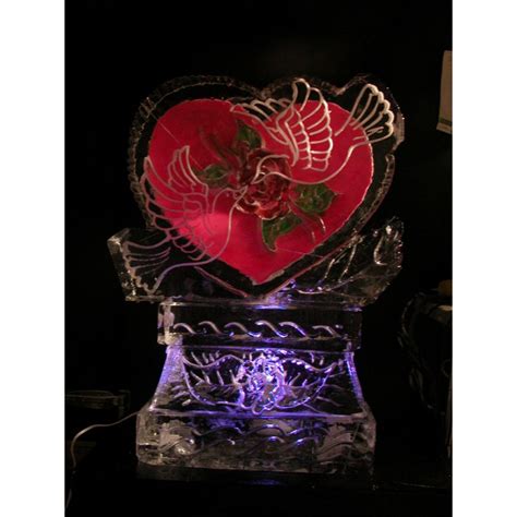 Heart W Doves Engrave Ice Sculpture