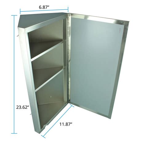 Polished Stainless Steel Corner Medicine Cabinet Mirror Door