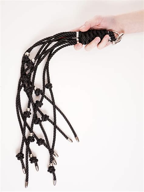 Cat O Nine Tails Rope Whip Medium With Metal Tips In Black Etsy