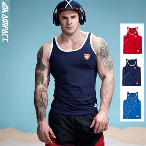 Aimpact Cotton Mens Tank Tops Slim Fitted Bodybuilding Xman Muscle Police Fitness Tights Sexy