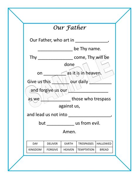 10 Basic Catholic Prayers Printable Fill In The Blank Worksheets With