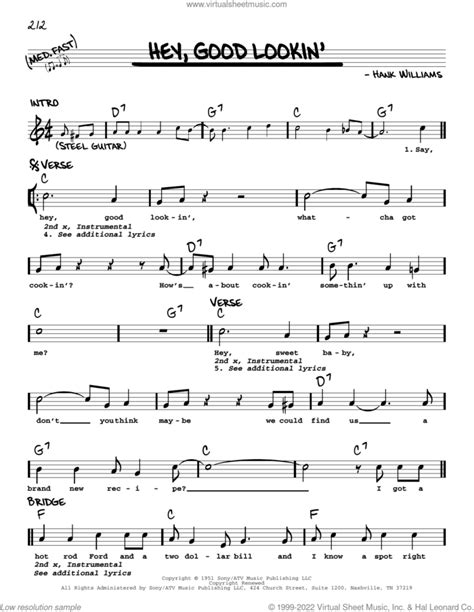 Hey Good Lookin Sheet Music Real Book With Lyrics Pdf