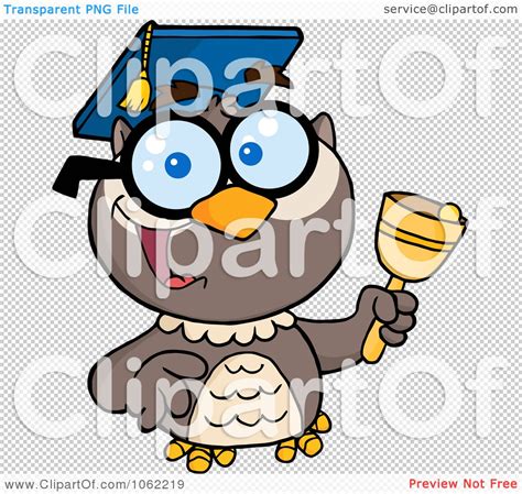 Clipart Professor Owl Ringing A Bell 1 Royalty Free Vector