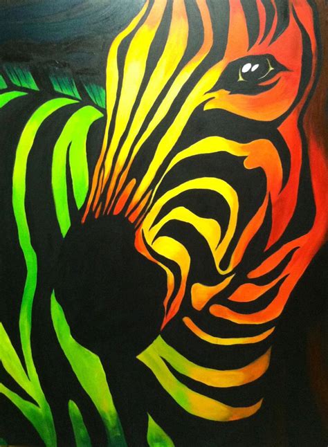 Items Similar To Acrylic On Canvas Multi Colored Abstract Zebra On