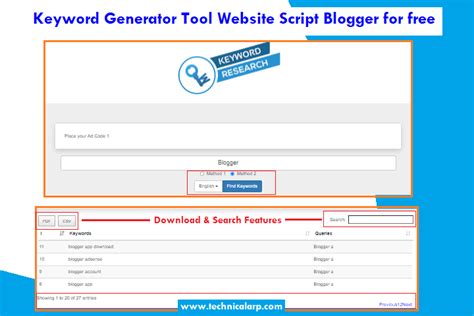 Keyword Generator Tool Website Script Blogger ~ Technical Arp