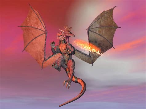 Fire Breathing Dragon 3d Render Stock Illustration Illustration Of