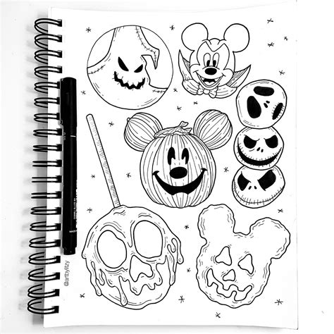 Disneyland Halloween Tattoo Design Flash Sheet Artbylitzy
