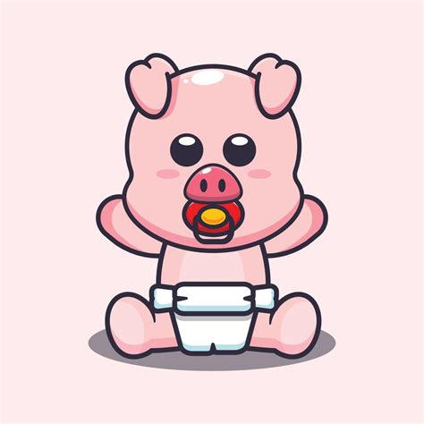 Cute Baby Pig Cartoon Vector Illustration 6664506 Vector Art At Vecteezy