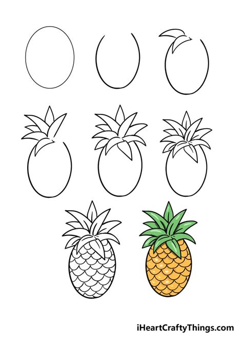 Pineapple Drawing How To Draw A Pineapple Step By Step