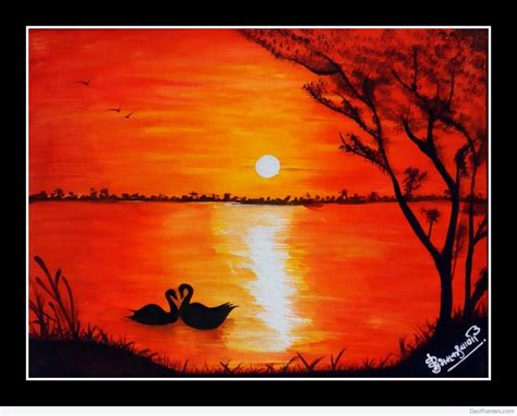Awesome Watercolor Painting Of Sunset Nature Desi Painters