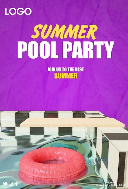 Premium Psd A Poster For A Summer Pool Party With A Pool Table