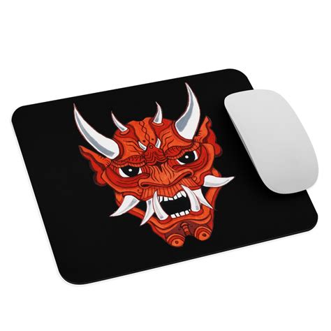 Oni Mask Gaming Mouse Pad Anime Mouse Pad With Samurai Mask Etsy
