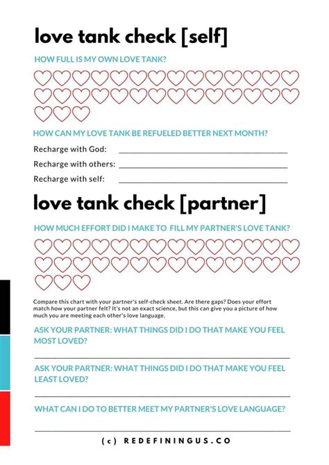 Love Tank Check Free Relationship Worksheet Relationship