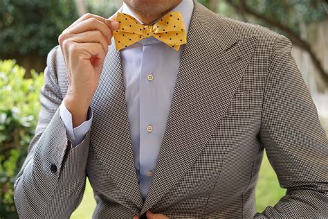 Yellow Bow Tie Untied With Polka Dots Mens Self Tied Bowties Online