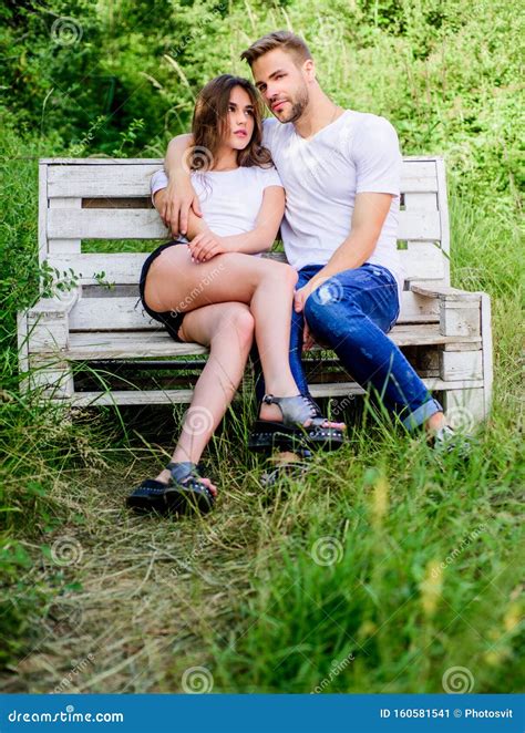 Lovers Cuddling Couple In Love Sit On Bench Summer Vacation Youth Hang Out Boyfriend