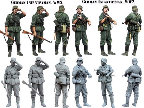 135 Scale German Infantryman 2 People Wwii Resin Model Kit Figure Free