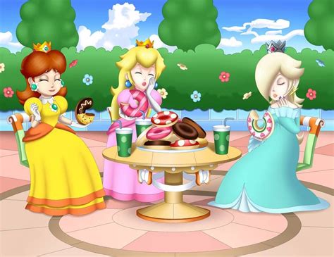 Three Princesses Sitting At A Table Eating Donuts And Drinking Tea In